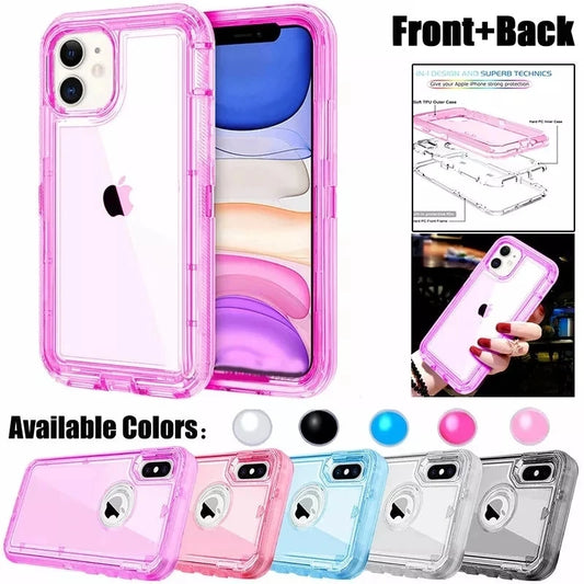 Discount Hybrid Heavy Duty Dust Case For iPhone 16 15 13 11 12 14 Pro Max  XSMAX XR XS SE 6 7 8 Plus Transparent Shockproof Armor Cover sale