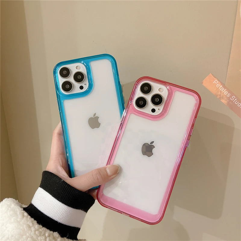 Transparent Shockproof Hard Acrylic Case For iPhone 16 15 14 13 12 Mini 11 Pro XS Max X XR 7 8 Plus Silicone Bumper Clear Capa