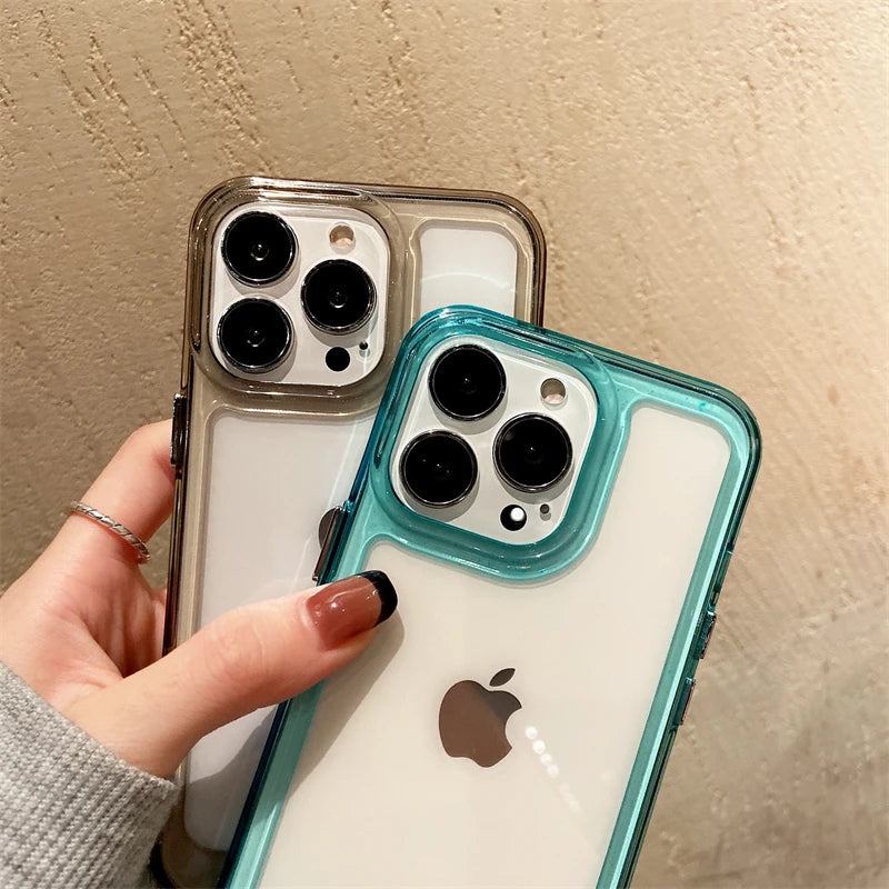 Transparent Shockproof Hard Acrylic Case For iPhone 16 15 14 13 12 Mini 11 Pro XS Max X XR 7 8 Plus Silicone Bumper Clear Capa