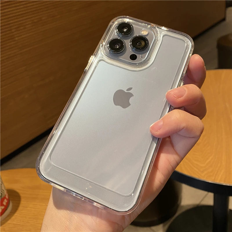 Transparent Shockproof Hard Acrylic Case For iPhone 16 15 14 13 12 Mini 11 Pro XS Max X XR 7 8 Plus Silicone Bumper Clear Capa