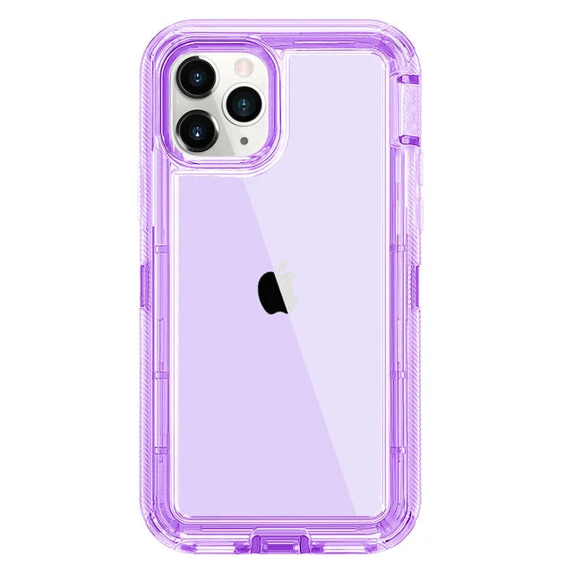 3 IN1 For iPhone 16 15 11 12 13 14 Pro Max MINI XR XSMAX  X  XS SE 7 8 6 6S Plus Heavy Duty Transparent Shockproof Armor Case