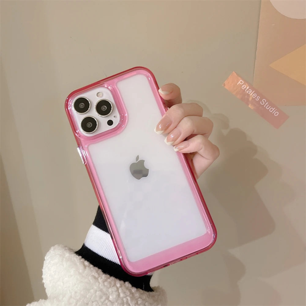 Transparent Shockproof Hard Acrylic Case For iPhone 16 15 14 13 12 Mini 11 Pro XS Max X XR 7 8 Plus Silicone Bumper Clear Capa