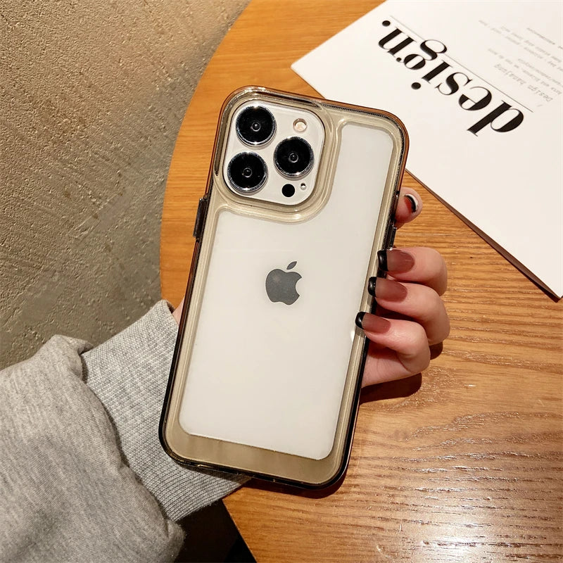 Transparent Shockproof Hard Acrylic Case For iPhone 16 15 14 13 12 Mini 11 Pro XS Max X XR 7 8 Plus Silicone Bumper Clear Capa