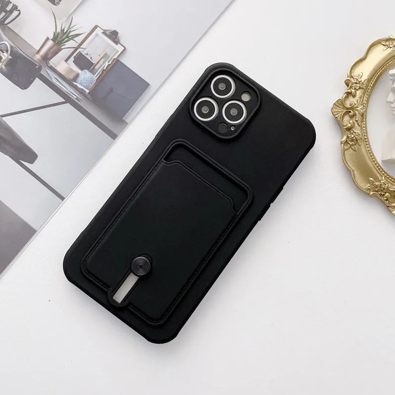 Phone Case For iPhone 16 15 14 13 12 Mini 11 Pro Max X XR XS Max 7 8 Plus SE 2020 Fashion Wallet With Card Holder Soft TPU Cover