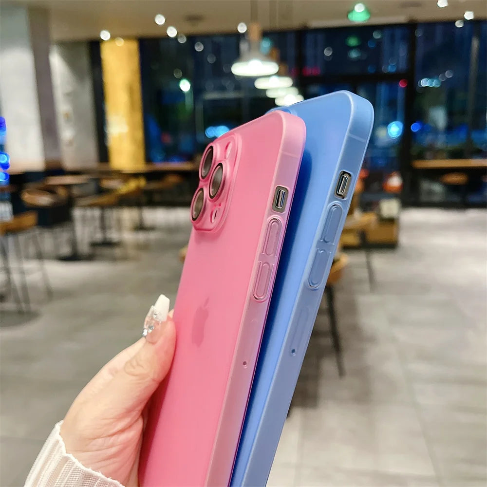 Ultra-thin Original Frosted Translucent Phone Case For iPhone 16 15 14 11 12 13 Pro Max Camera Protection Shockproof Matte Cover