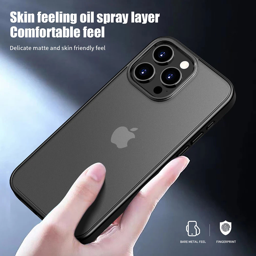 Matte Phone Case for iPhone 13 14 15 16 Pro Max 13 Mini Luxury Soft TPU PC Shockproof Case for iPhone 16 15 14 13 Pro Shell