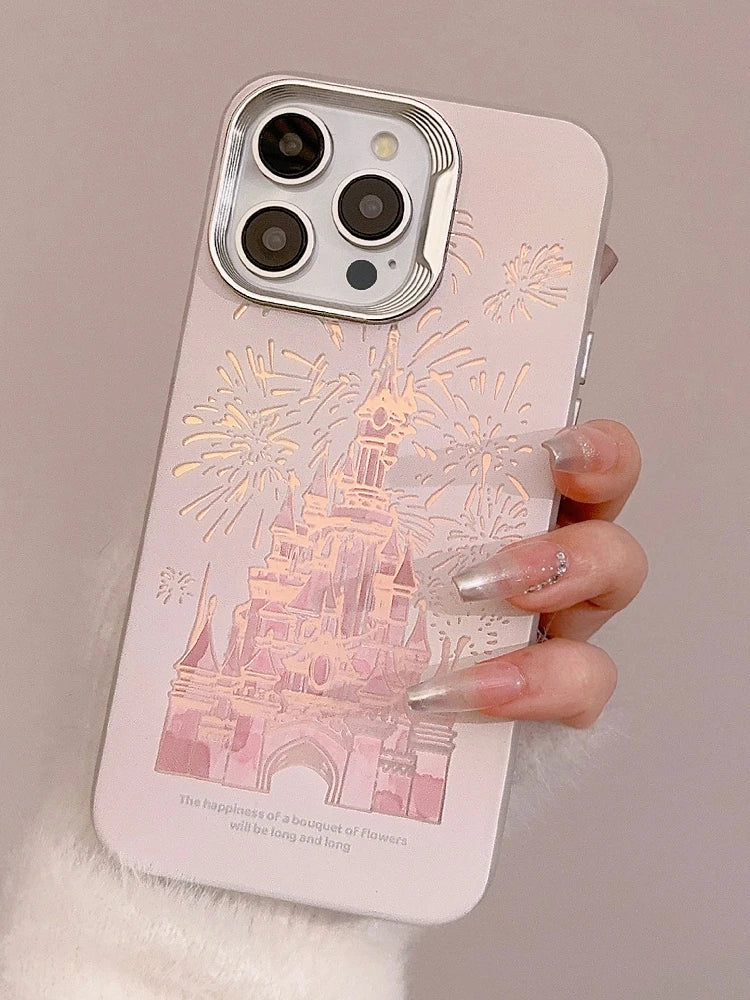 Dream Castle Fireworks Gradient Dazzling White Cover Case For iPhone 16 15 14 13 12 11 Pro Max Plus Phone Case