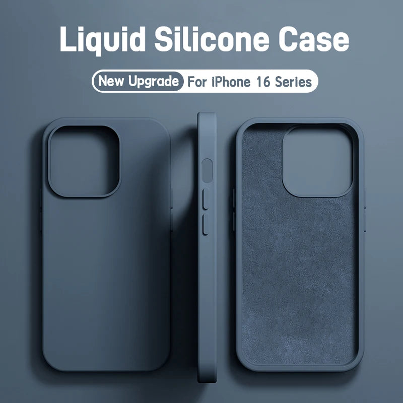 Discount Luxury Liquid Silicone Case For iPhone 16 Pro Max Phone Cases For Apple iPhone 16 Pro Max Plus Soft Shockproof Cover Accessories sale