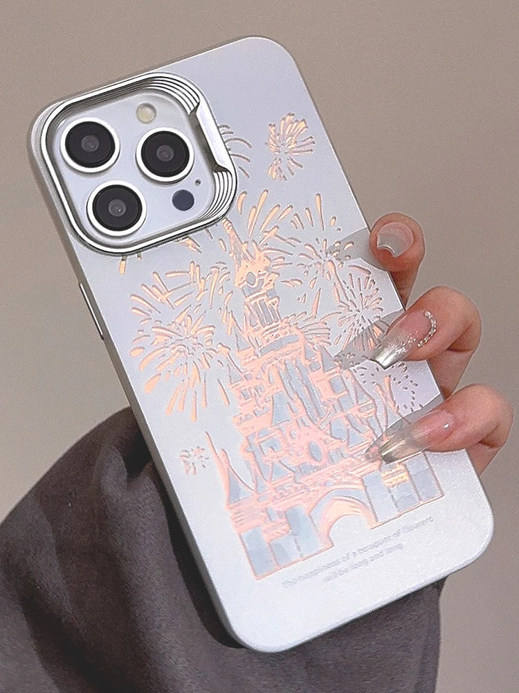 Dream Castle Fireworks Gradient Dazzling White Cover Case For iPhone 16 15 14 13 12 11 Pro Max Plus Phone Case