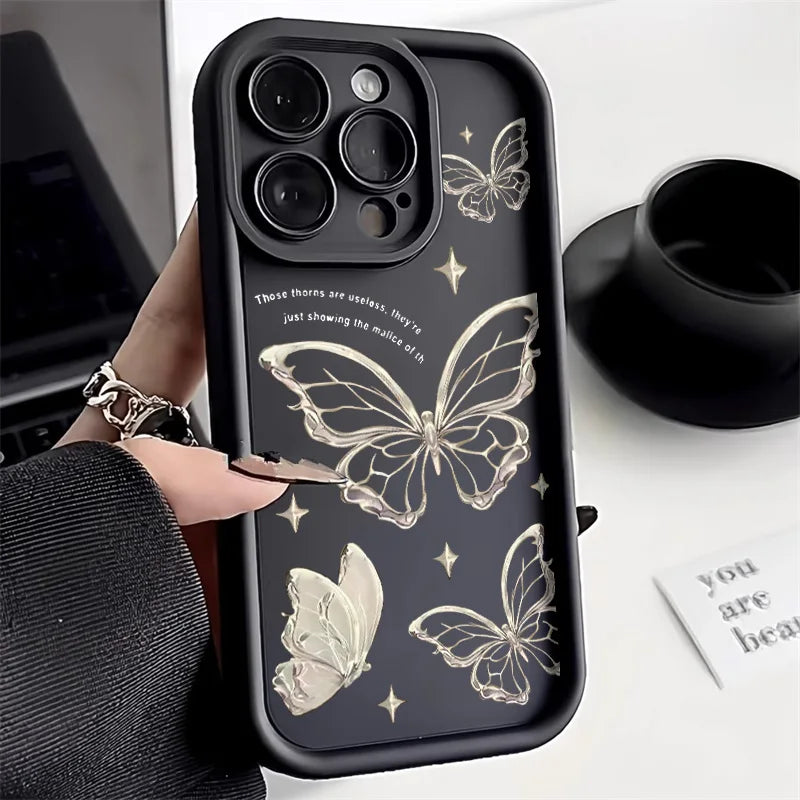 Cute Phone Cover Case For iPhone 15 Case iPhone 11 13 12 14 16 Pro Max XR XS 7 8 Plus SE Shockproof Bumper Cherry Bowknot Cover