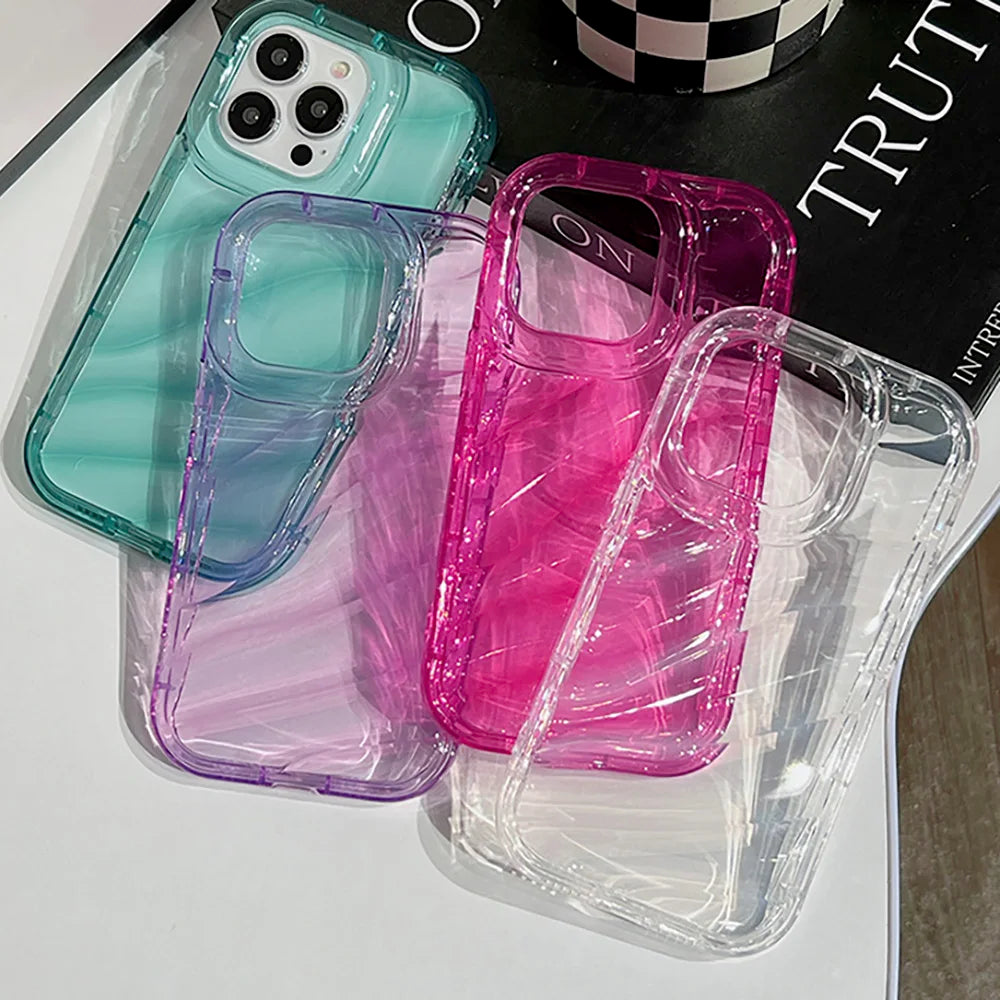 Airbag Phone Case For iPhone 11 Case iPhone 13 16 14 12 15 Pro Max XS XR X 7 8 Plus SE Shockproof Bumper Soft Clear Wavy Cover