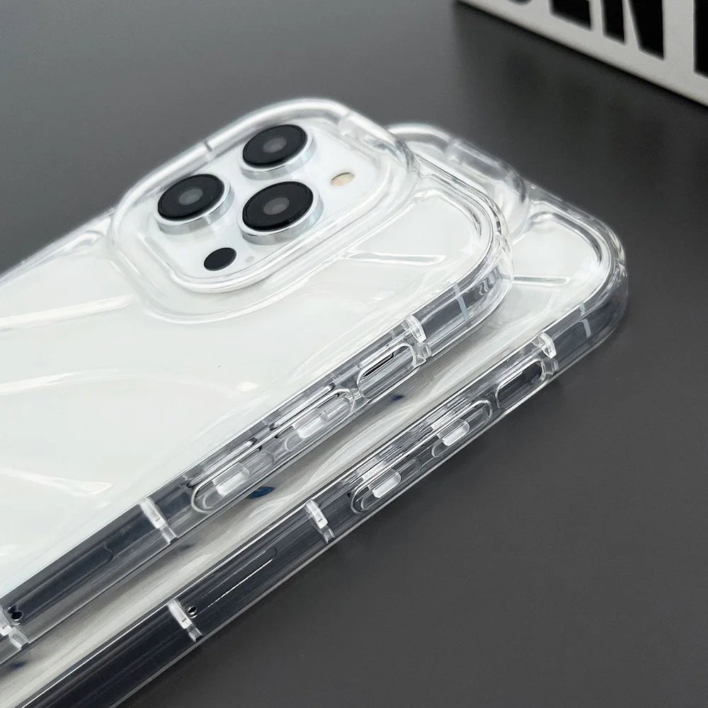 Airbag Phone Case For iPhone 11 Case iPhone 13 16 14 12 15 Pro Max XS XR X 7 8 Plus SE Shockproof Bumper Soft Clear Wavy Cover