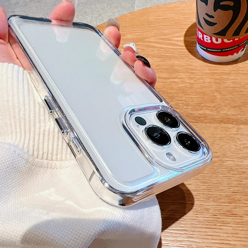 Luxury Transparent Shockproof Armor Case for iPhone 16 15 14 13 12 Mini 11 Pro XR XS Max 7 8Plus Clear Bumper Hard Acrylic Cover