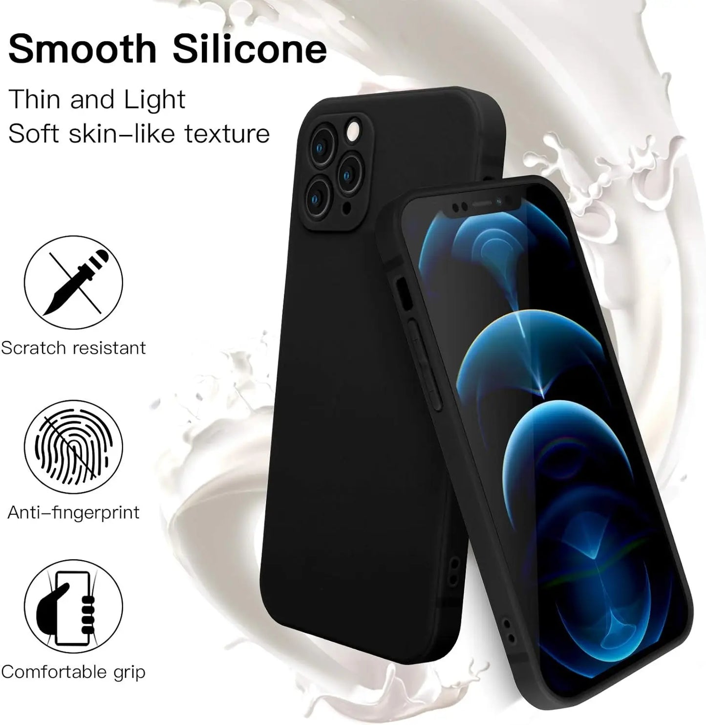 Luxury Thin Matte Phone Case For Apple iPhone 15 14 Plus Soft Flexible Case iphone 13 12 11 Pro Max SE Black Silicone Back Cover