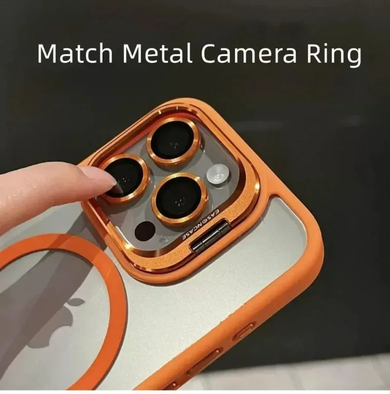 Fashion Ring Stand Case For Magsafe For iPhone 15 14 13 12 11 16 Pro Max Plus Magnetic Wireless Charge Case With Lens Protector