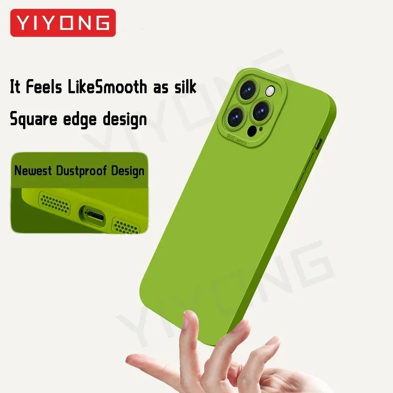 For iPhone16 Pro Max YIYONG Original Soft Liquid Silicone Cover For iPhone 16 15 14 11 12 13 Mini iPhone15 Plus SE3 SE 2022 Case