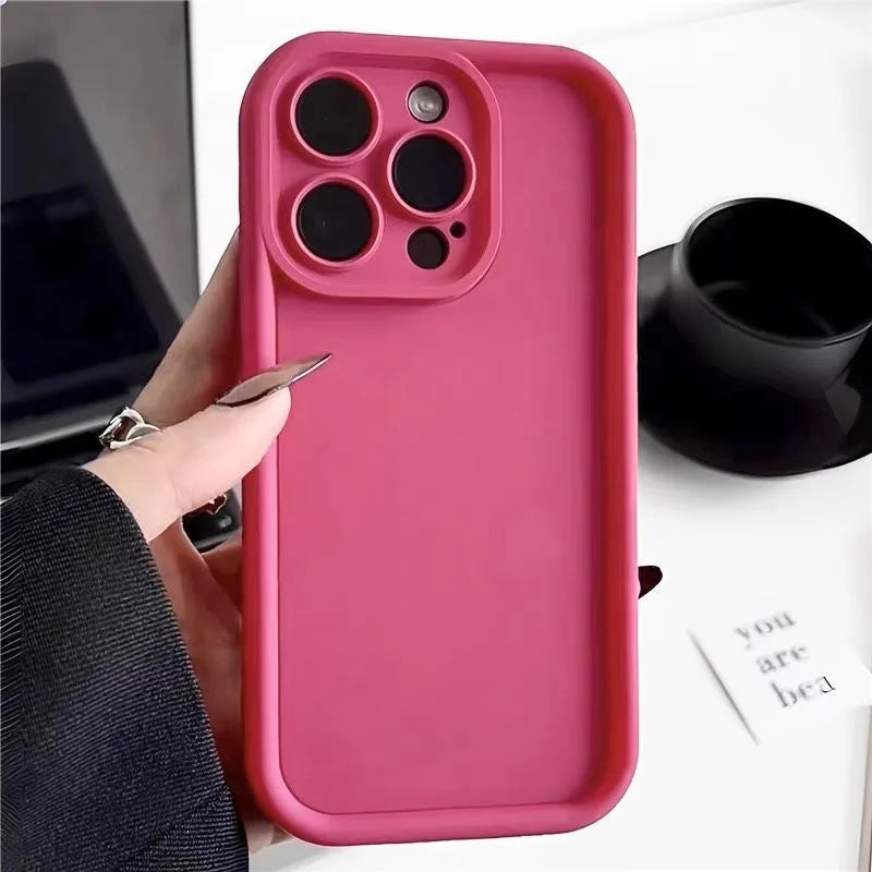 Candy Color Soft TPU Case For iPhone 16 14 15 Pro Plus 13 12 11 Pro Max 8 XR X XS SE 2022 Shockproof Silicone Phone Cover Fundas