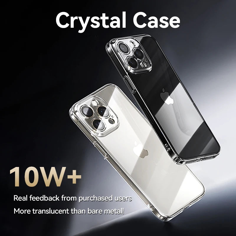 Case For iPhone 16 Pro Max Case Crystal Transparent PC Anti-Yellow Material Lens Protection Cover For iPhone 16 Pro Case