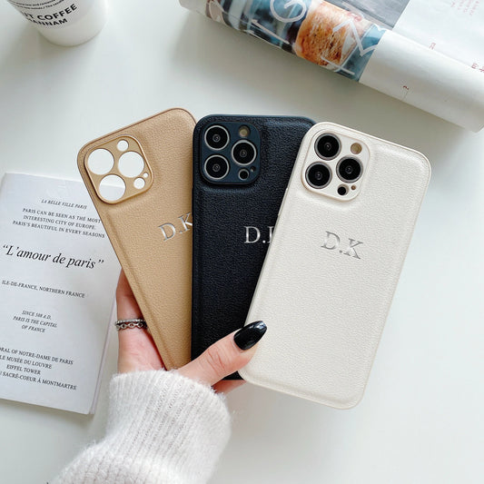 Discount Personalized Luxury Leather DIY Case For iPhone 16 15 14 13 12 11 Pro Max Customized Name Initials Engraved Cover 15 Pro Max sale