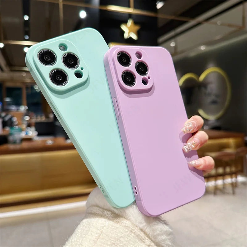 Candy Color Phone Case For iphone 15 14 13 12 Mini 11 Pro Max XS X XR SE 2 3 8 7 Plus Shockproof Silicone Soft TPU Back Cover