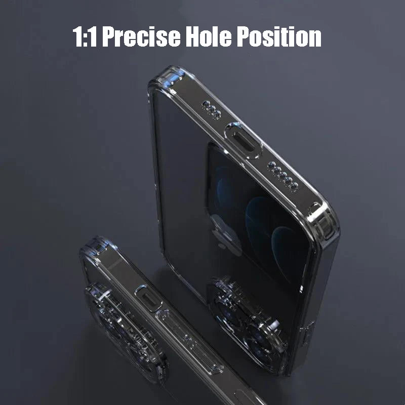 Transparent Tempered Glass Phone Case For iPhone 16 15 14 13 12Mini 11 Pro Max Plus XR XS 7 8 Shockproof Bumper Hard Clear Cover