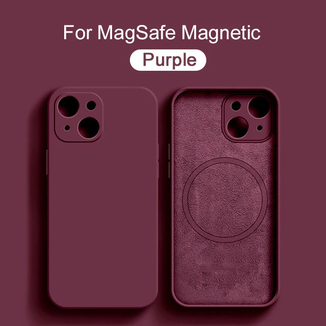 Original For Magsafe Magnetic Case For iPhone 15 14 13 12 11 Pro Max Mini X XR XS 8 Plus Liquid Silicone Wireless Charge Cover