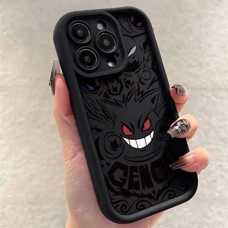 Pokemon Gengar Phone Case for iPhone 15 14 13 12 Mini 11 Pro Max XS X XR 8 7 6S 6 Plus SE 2020 Liquid Silicone Shockproof Cover