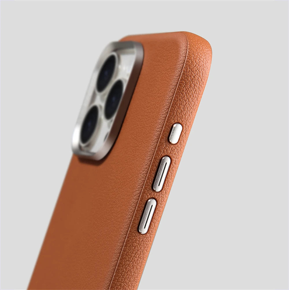 Luxury Business PU Leather For Magsafe Case For iPhone 16 15 14 Pro Max Light Thin Magnetic Wireless Charge Shockproof Cover