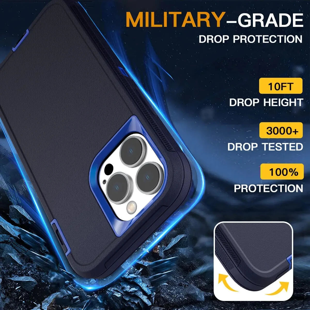 3 IN1 For iPhone 16 15 11 12 13 14 Pro Max XR XS XSMAX X MINI SE 6 6S 7 8 Plus Heavy Duty Shockproof Armor Phone Case Cover