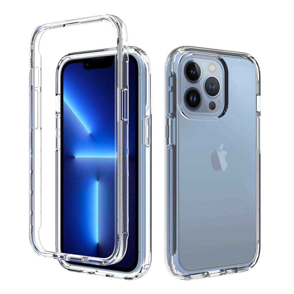 Discount 360 Full Body Double Front+Back Clear Case For iPhone 16 15 14 11 12 13 Pro Max Mini X XR XS 7 8Plus Transparent Soft Hard Cover sale