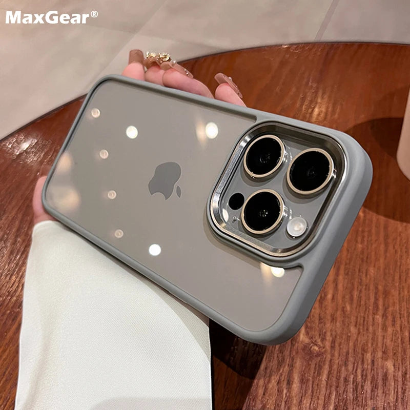 Discount Luxury Clear Shockproof Case For iPhone 16 15 14 13 12 Mini 11 Pro XS Max XR X Plus Soft Bumper Metal Camera Protection Cover sale