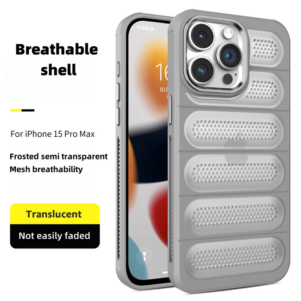 Discount Heat Dissipation Matte Frosted Cooling Phone Case For iPhone 15 16 Pro Max 14 13 12 11 Luxury Translucent Breathable Back Cover sale