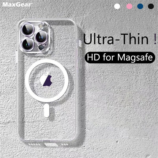 Discount Ultra-Thin HD Clear for Magsafe Wireless Charge Case For iPhone 16 15 14 13 12 11 Pro Max Plus Magnetic Hard Plastic Slim Cover sale