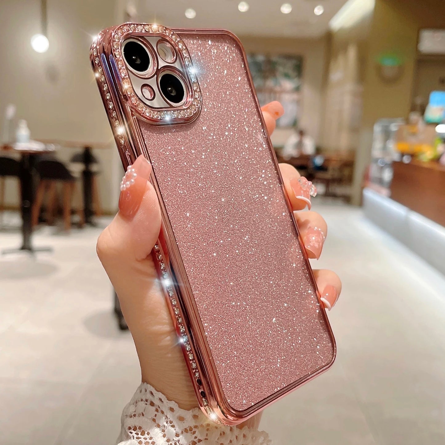 Luxury Bling Glitter Diamond Case For iPhone 16 15 14 Plus 13 11 12 Pro XR X XS Max Soft Rhinestone Plating Bumper Sequin Cover