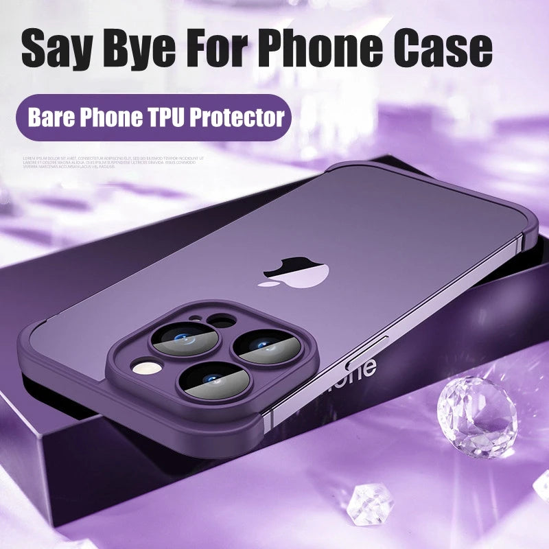 Camera Lens & Fame Protector for iPhone 16 14 13 15 12 Pro Max 14pro max 13pro Case Cover Real Bare Cell Phone TPU Corner Pad