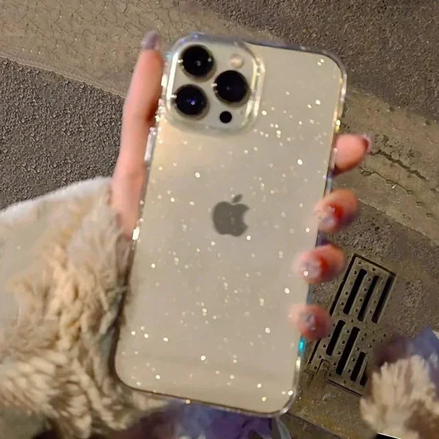 Luxury Bling Glitter Clear Phone Case For iPhone 16 11 13 15 14 Pro Max X XR XS 7 8 Plus SE3 Shockproof Transparent Soft Cover