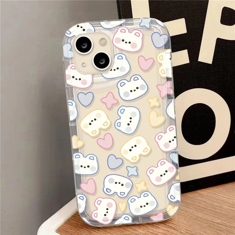 Cute Dinosaur Phone Case For iPhone 11 Case iPhone 15 13 12 16 14 Pro Max XR XS X 7 8 Plus SE 2020 Airbag Cartoon Animals Cover