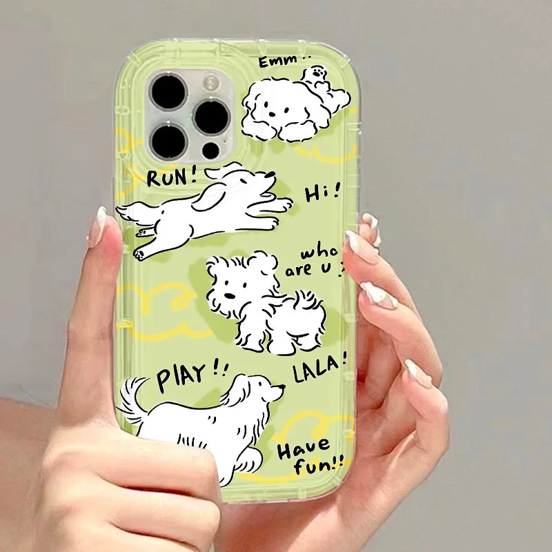 Cute Dinosaur Phone Case For iPhone 11 Case iPhone 15 13 12 16 14 Pro Max XR XS X 7 8 Plus SE 2020 Airbag Cartoon Animals Cover