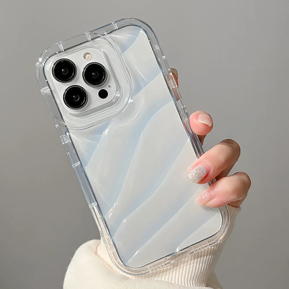 Airbag Phone Case For iPhone 11 Case iPhone 13 16 14 12 15 Pro Max XS XR X 7 8 Plus SE Shockproof Bumper Soft Clear Wavy Cover