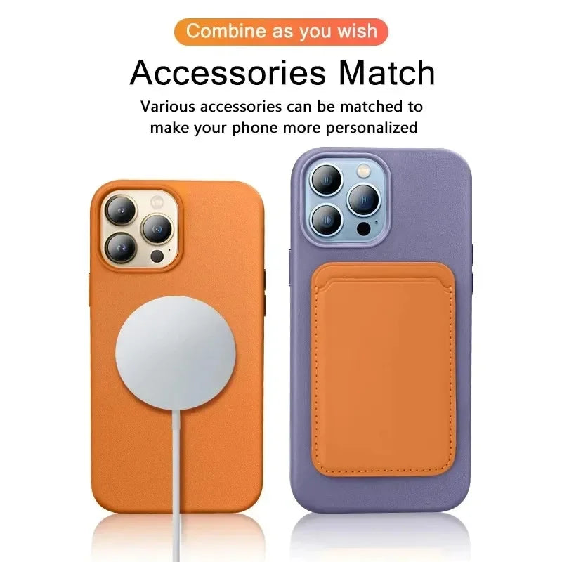 Official MagSafe Leather Case for Apple iPhone 16 Pro Max 13 12 14 15 Plus Original Strong MacSafe Magnetic Cover Accessories