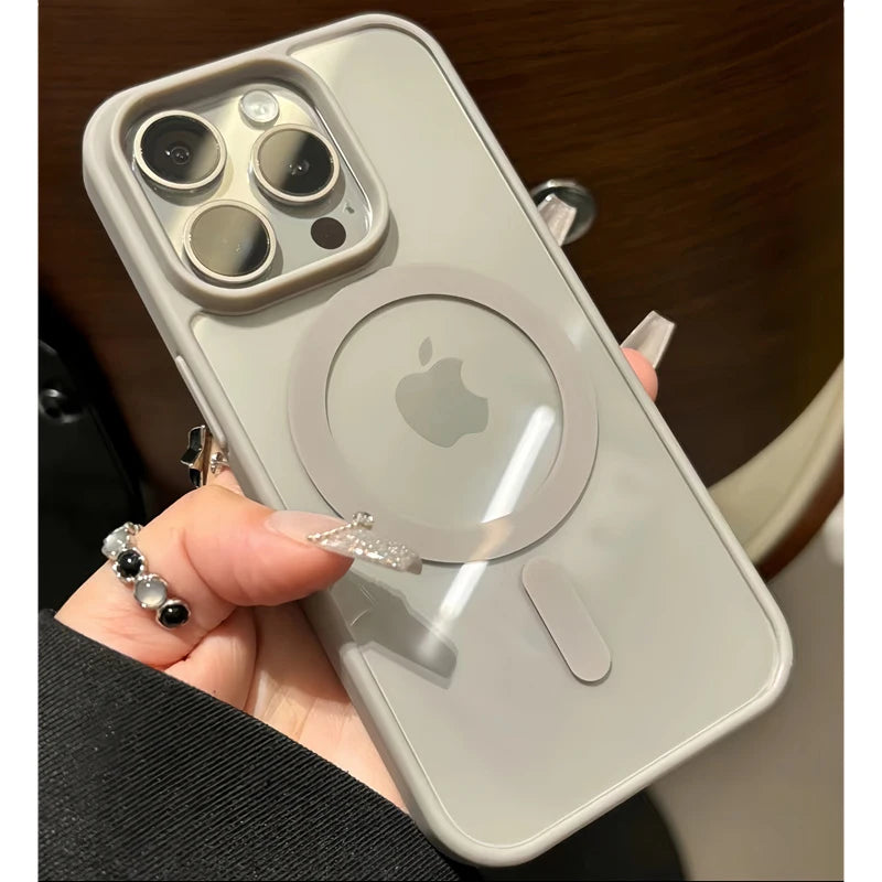 Luxury Magsafe Transparent Case For iPhone 16 15 14 13 12 11 Pro X XS XR Max 7 8 Plus Mini Magnetic Wireless Charge Phone Cover