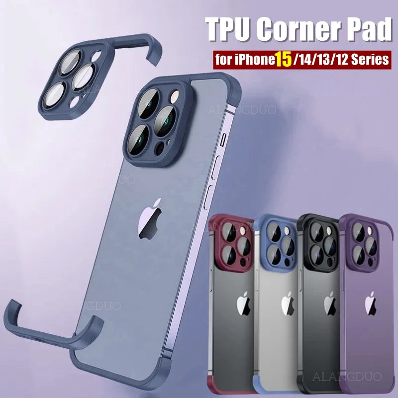 Discount Camera Lens & Fame Protector for iPhone 16 14 13 15 12 Pro Max 14pro max 13pro Case Cover Real Bare Cell Phone TPU Corner Pad sale