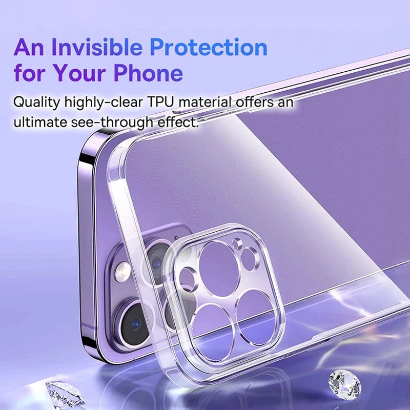 Clear Case for iPhone 16 15 14 13 12 11 Pro Max Plus Soft TPU Case for iPhone XS Max X XR Cover Transparent Phone Case