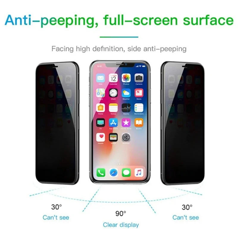 Anti-Spy Guard Peeping Glass Screen Protector Case for IPhone 16 15 14 13 12 11 Pro Max Mini XS XR X 8 7 Plus 16Pro SE2022 Cover