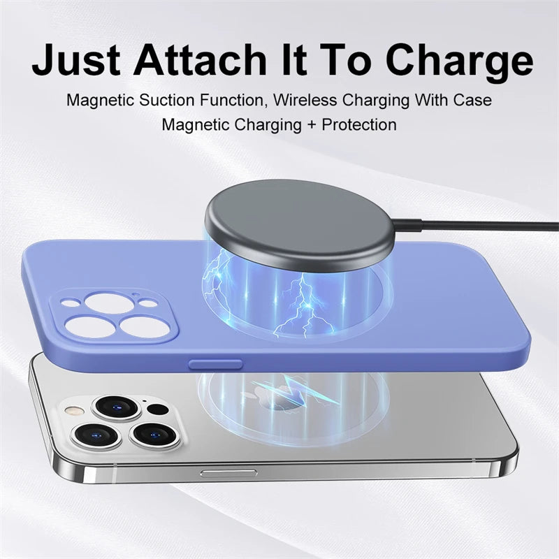 Original For Magsafe Magnetic Case For iPhone 15 14 13 12 11 Pro Max Mini X XR XS 8 Plus Liquid Silicone Wireless Charge Cover