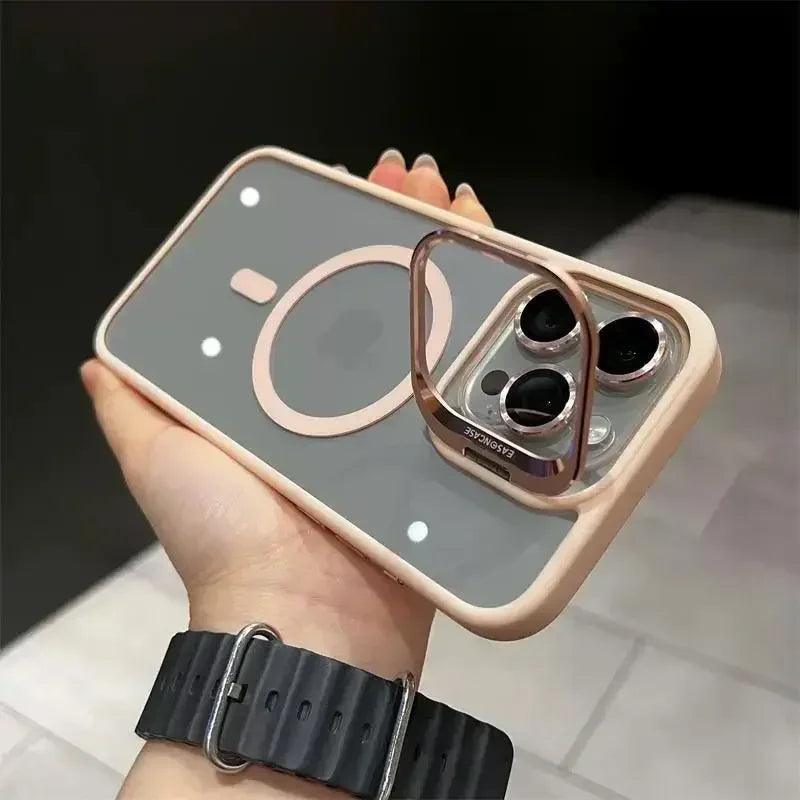 Fashion Ring Stand Case For Magsafe For iPhone 15 14 13 12 11 16 Pro Max Plus Magnetic Wireless Charge Case With Lens Protector