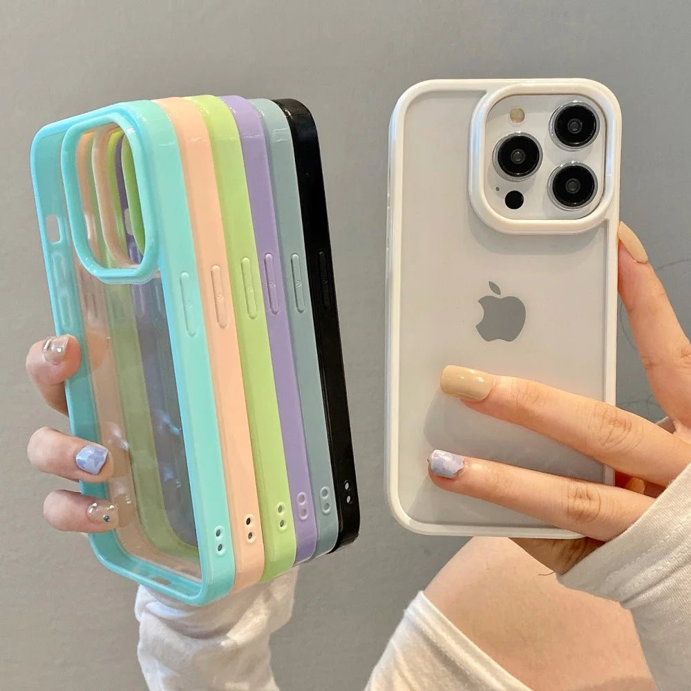 Discount Transparent Candy Color Bumper Phone Case For iPhone 16 15 14 13 Mini 12 11 Pro Max XR XS X 7 8 Plus Soft Shockproof Back Cover sale