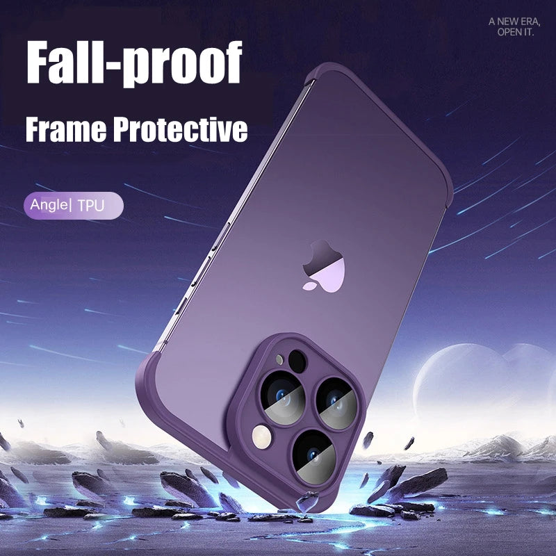 Camera Lens & Fame Protector for iPhone 16 14 13 15 12 Pro Max 14pro max 13pro Case Cover Real Bare Cell Phone TPU Corner Pad