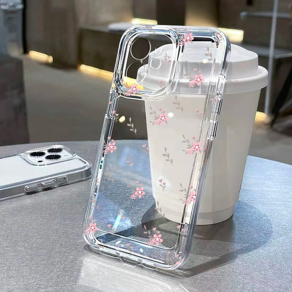 Discount Transparent Flower Phone Case For iPhone 11 Case for iPhone 13 12 14 16 15 Pro Max XR XS X 7 8 SE Aesthetic Floral Cover Funda   sale