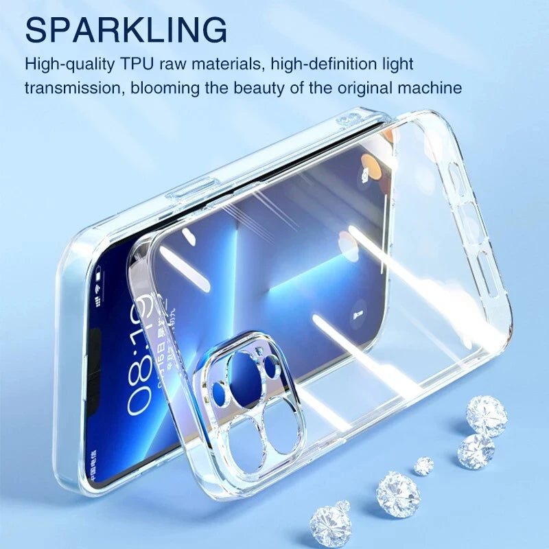 Funda Ultra Thin Clear Phone Case On For iPhone 15 16 11 Pro Max 12 13 Mini 14 Plus Transparent Soft TPU Silicone Back Cover